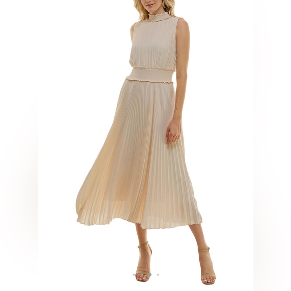 Nanette Nanette Lepore Women's Smocked High Neck Pleated Maxi Dress Size 8